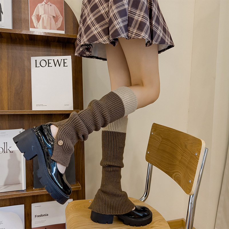 Knit Long Leg Warmers Autumn And Winter Patchwork Warm Boot Socks